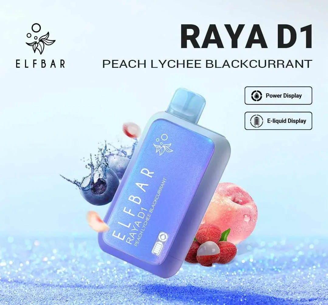 ELF BAR RAYA D1 – Peach Lychee Blackcurrant - Vape Shop Goa