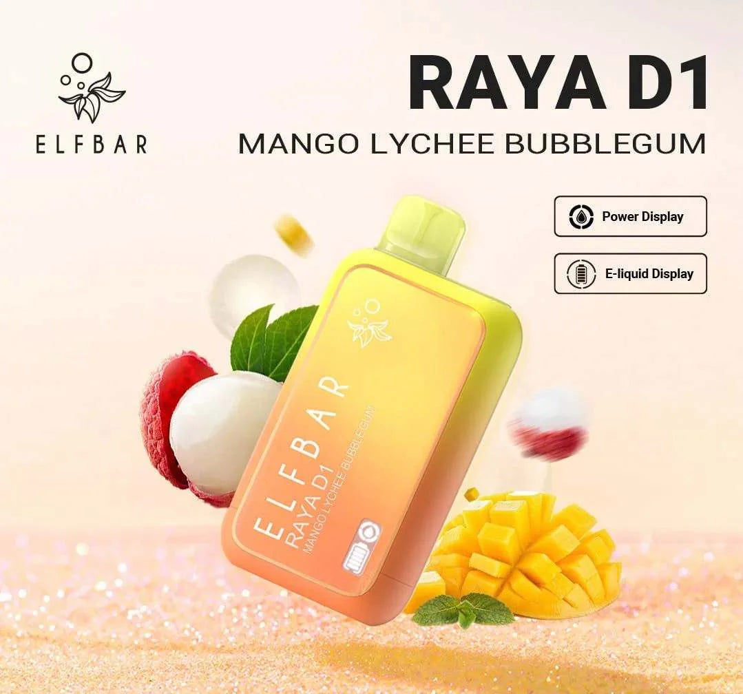 ELF BAR RAYA D1 – Mango Lychee Bubblegum - Vape Shop Goa