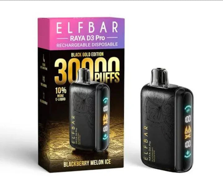 ELF BAR RAYA D3 PRO 30K PUFFS DISPOSABLE VAPE 10% More E-Liquid